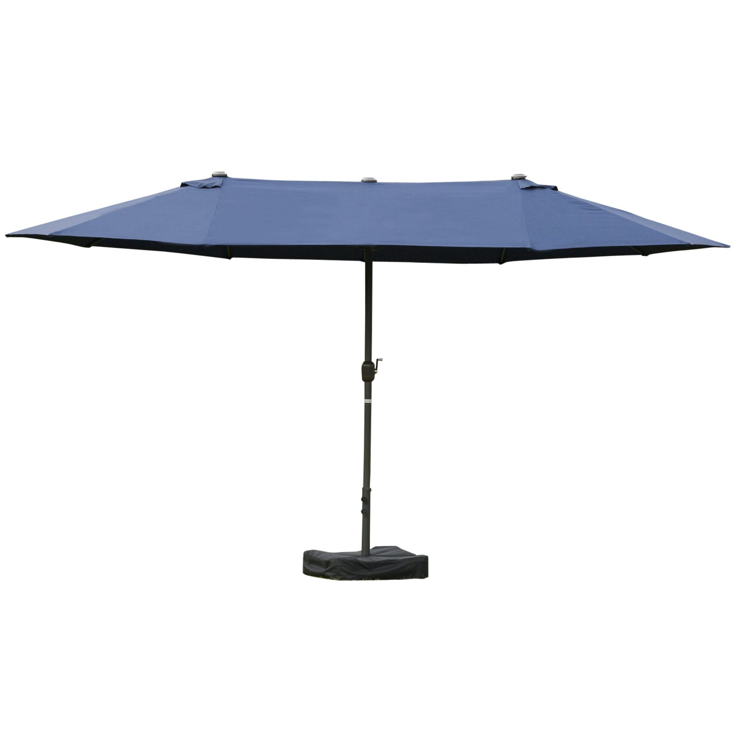 '-Outsunny Patio Umbrella 15' Steel Rectangular Outdoor Double Sided Market with base, UV Sun Protection & Easy Crank for Deck Pool Patio, Dark Blue - Outdoor Style Company