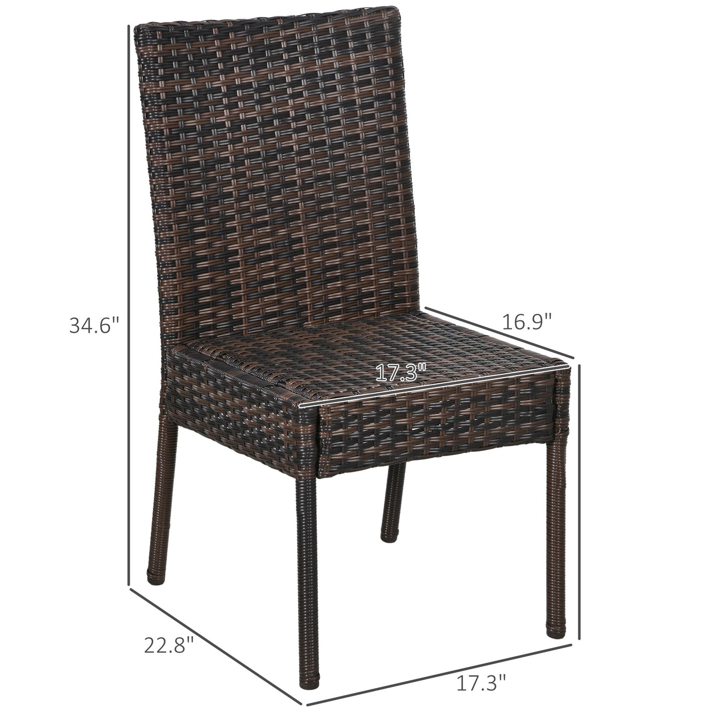 '-Outsunny PE Rattan Outdoor Dining Chairs with Cushion, Patio Wicker Dining Chair with Backrest, White - Outdoor Style Company