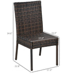 '-Outsunny PE Rattan Outdoor Dining Chairs with Cushion, Patio Wicker Dining Chair with Backrest, White - Outdoor Style Company