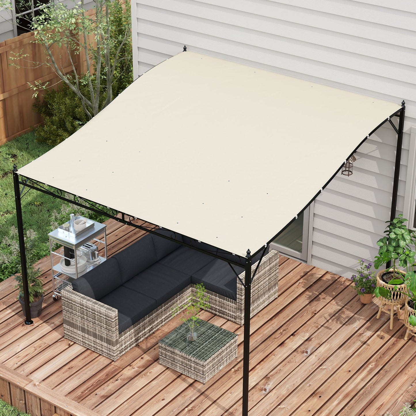 '-Outsunny Pergola Canopy Replacement, Pergola Shade Cover for 10' x 10' Pergola (Outsunny 84C-038 Series), Beige - Outdoor Style Company