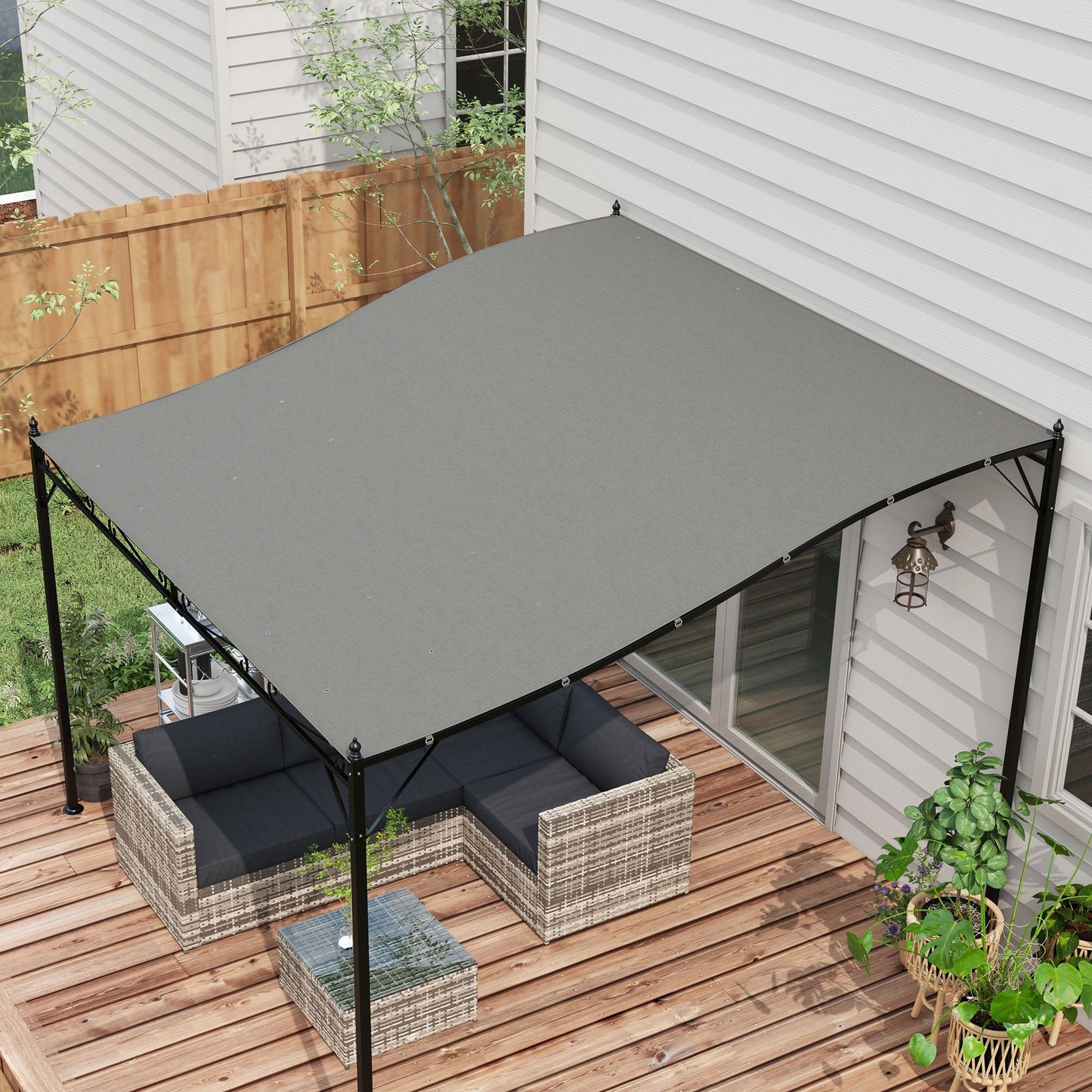 '-Outsunny Pergola Canopy Replacement, Pergola Shade Cover for 10' x 10' Pergola (Outsunny 84C-038 Series), Dark Gray - Outdoor Style Company