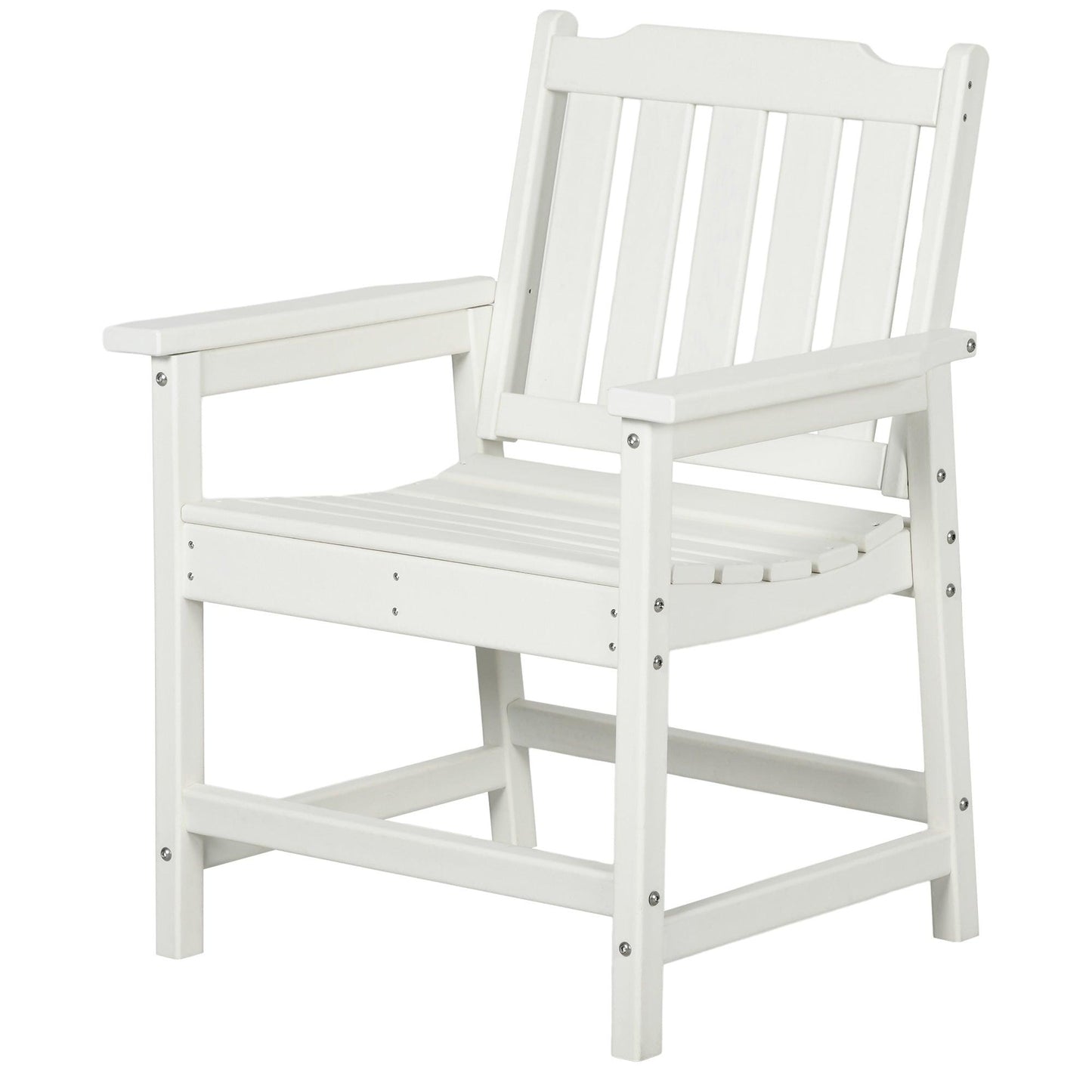 '-Outsunny Plastic Patio Chairs, Outdoor Dining Chair with Armrests and Slatted Back, Outdoor Armchair for Lawn, Garden, Poolside, Backyard, White - Outdoor Style Company