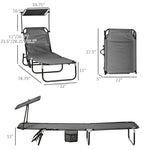 Reclining Lounge Chairs - Outsunny Pool Chaise Lounge Chairs Set of 2, Folding Lounge Chairs with Sunshade, Reclining Back, Steel Frame, Dark Gray - Outdoor Style Company