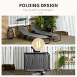 Reclining Lounge Chairs - Outsunny Pool Chaise Lounge Chairs Set of 2, Folding Lounge Chairs with Sunshade, Reclining Back, Steel Frame, Dark Gray - Outdoor Style Company