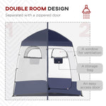 '-Outsunny Pop Up Shower Tent w/ Two Rooms, Shower Bag, Floor and Carrying Bag, Portable Privacy Shelter, Instant Changing Room for 2 Person, Blue - Outdoor Style Company