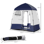 '-Outsunny Pop Up Shower Tent w/ Two Rooms, Shower Bag, Floor and Carrying Bag, Portable Privacy Shelter, Instant Changing Room for 2 Person, Blue - Outdoor Style Company