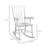 '-Outsunny Porch Rocker Chair, 350 lbs. Wooden Outdoor Rocking Chair with High Back for Garden, Patio, Balcony, White - Outdoor Style Company