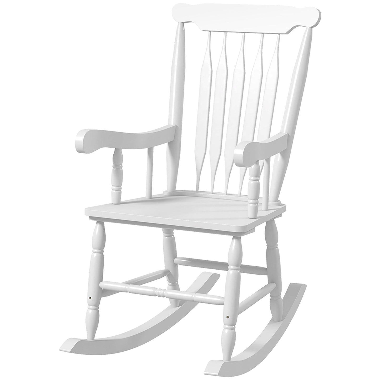 '-Outsunny Porch Rocker Chair, 350 lbs. Wooden Outdoor Rocking Chair with High Back for Garden, Patio, Balcony, White - Outdoor Style Company