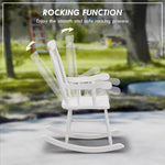 '-Outsunny Porch Rocker Chair, 350 lbs. Wooden Outdoor Rocking Chair with High Back for Garden, Patio, Balcony, White - Outdoor Style Company