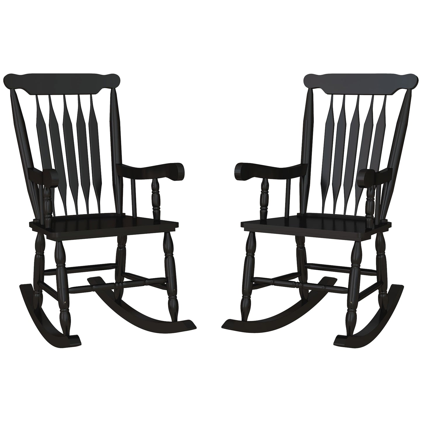 '-Outsunny Porch Rocker Chairs Set of 2, 350 lbs. Wooden Outdoor Rocking Chairs with High Back for Garden, Patio, Balcony, Black - Outdoor Style Company