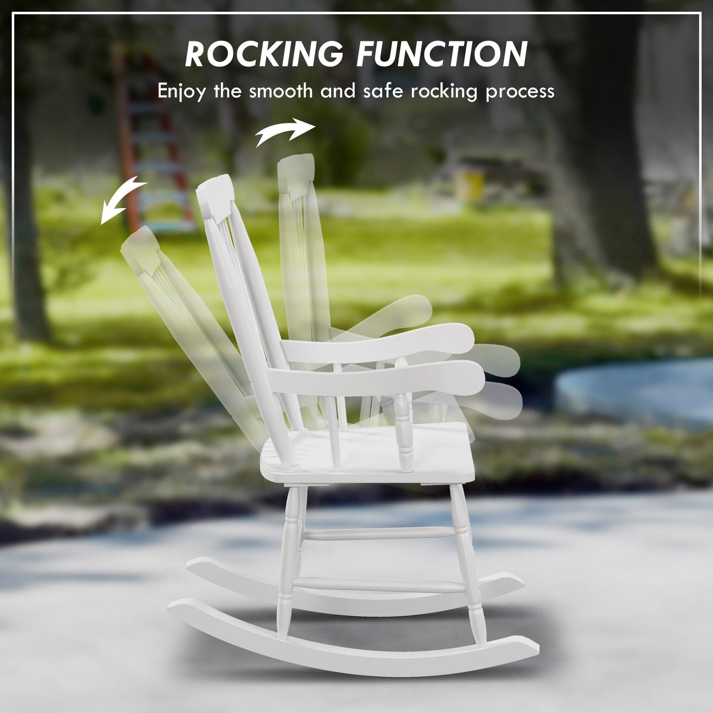 '-Outsunny Porch Rocker Chairs Set of 2, 350 lbs. Wooden Outdoor Rocking Chairs with High Back for Garden, Patio, Balcony, White - Outdoor Style Company