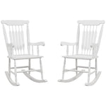 '-Outsunny Porch Rocker Chairs Set of 2, 350 lbs. Wooden Outdoor Rocking Chairs with High Back for Garden, Patio, Balcony, White - Outdoor Style Company