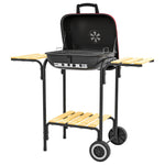 '-Outsunny Portable BBQ Grill Charcoal Grill with Wheels Shelves Adjustable Vents for Picnic Camping Backyard Red - Outdoor Style Company