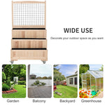 -Outsunny Raised Flower Bed with Trellis Freestanding Planter with Wheels Storage Space Spruce Frame for Garden Yard 32'' x 25'' x 53'' - Outdoor Style Company