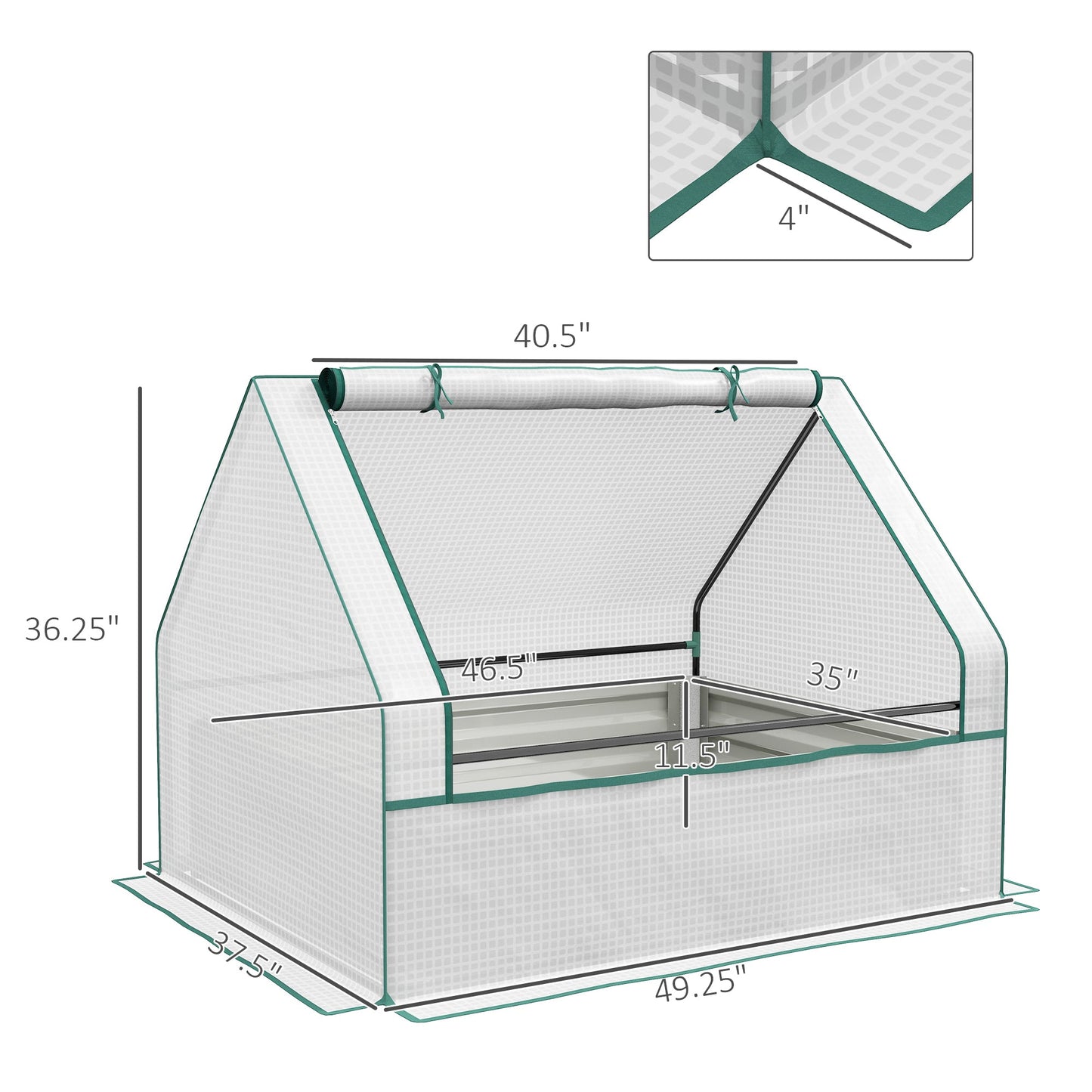 '-Outsunny Raised Garden Bed, Outdoor Metal Planter Box with Small Greenhouse, Outdoor Planter Box with Cover, White and Silver - Outdoor Style Company