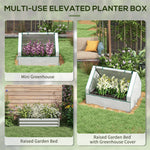 '-Outsunny Raised Garden Bed, Outdoor Metal Planter Box with Small Greenhouse, Outdoor Planter Box with Cover, White and Silver - Outdoor Style Company