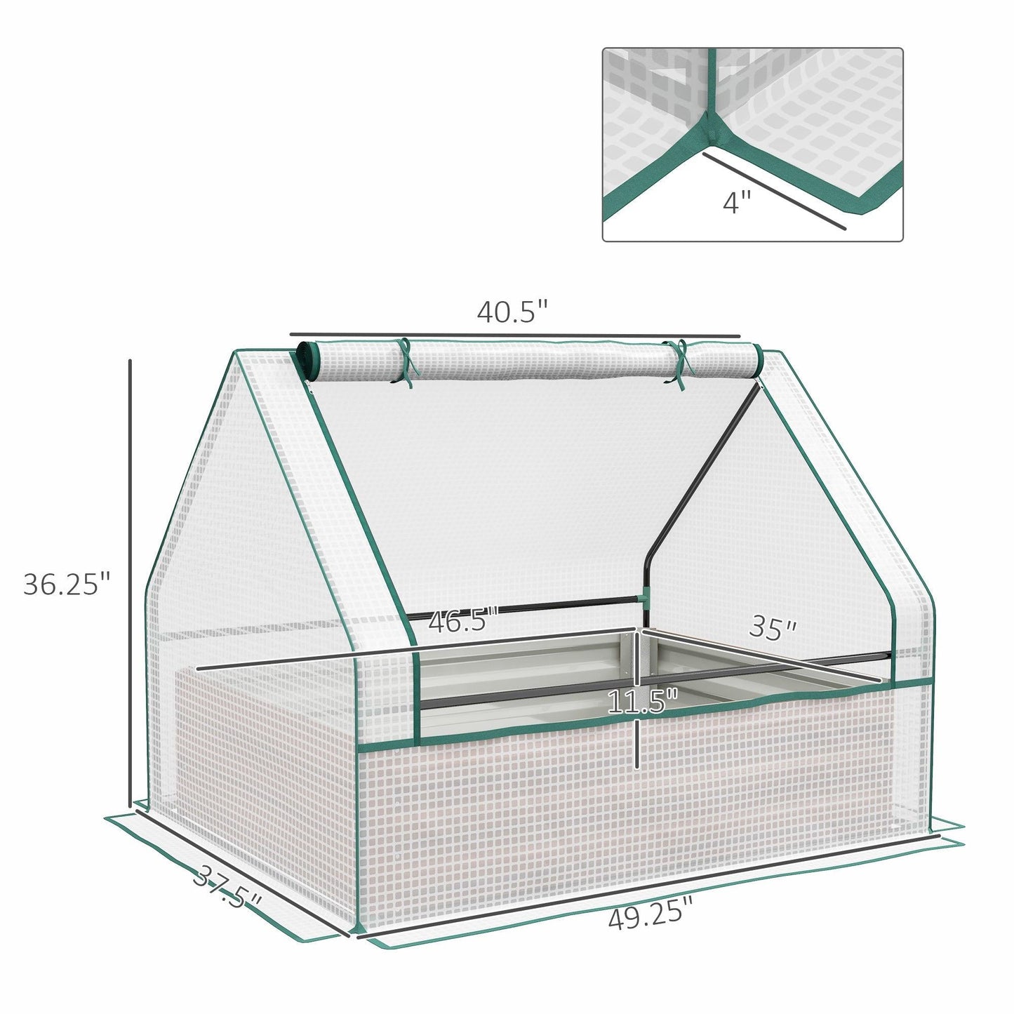 '-Outsunny Raised Garden Bed, Outdoor Metal Planter Box with Small Greenhouse, Outdoor Planter Box with Cover, White Cover and Brown Planter - Outdoor Style Company