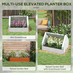 '-Outsunny Raised Garden Bed, Outdoor Metal Planter Box with Small Greenhouse, Outdoor Planter Box with Cover, White Cover and Brown Planter - Outdoor Style Company