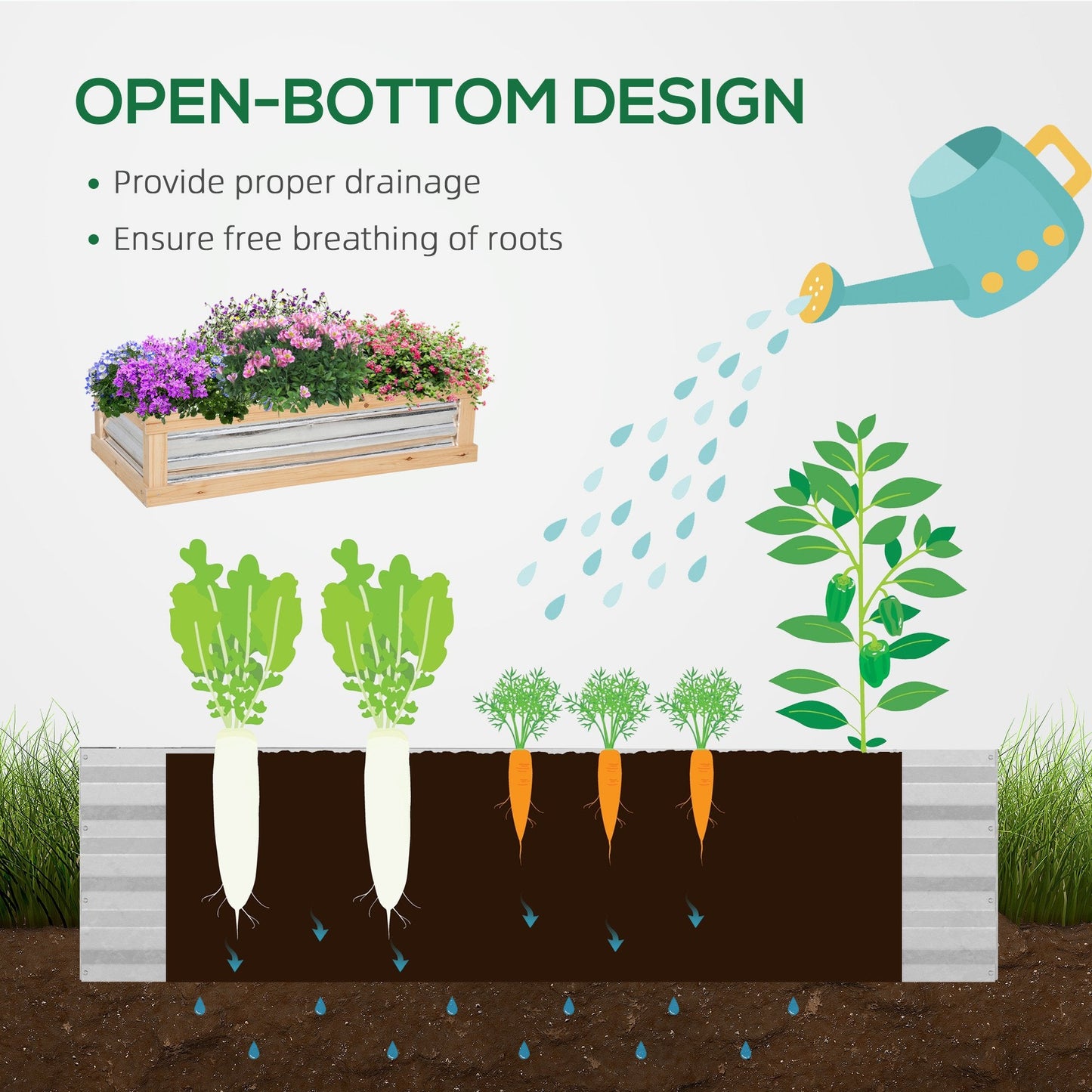 '-Outsunny Raised Garden Bed with Greenhouse Top, Garden Wooden Cold Frame Greenhouse Flower Planter Protection, 48"x24"x32.25", Natural - Outdoor Style Company