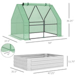 '-Outsunny Raised Garden Bed with Mini Greenhouse, Steel Outdoor Planter Box with Plastic Cover, Roll Up Window, Dual Use for Flowers, Fruits, Green - Outdoor Style Company