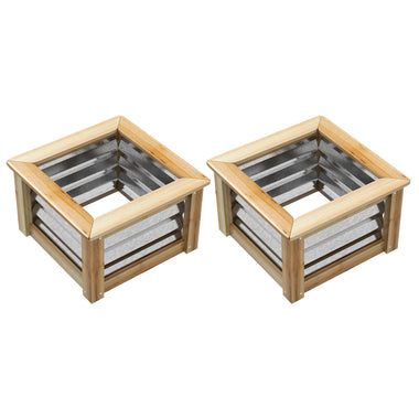 '-Outsunny Raised Garden Beds Set of 2, Metal and Wood Combined Planter Box, for Growing Flowers, Herbs and Vegetables - Outdoor Style Company