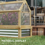 '-Outsunny Raised Garden Flower Bed Kit with Greenhouse, Wooden Cold Frame Planter, 35.5" x 22.5" x 38.25", Natural - Outdoor Style Company