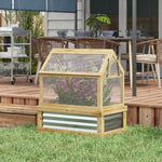 '-Outsunny Raised Garden Flower Bed Kit with Greenhouse, Wooden Cold Frame Planter, 35.5" x 22.5" x 38.25", Natural - Outdoor Style Company