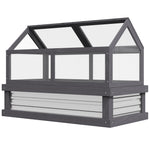 '-Outsunny Raised Planter Boxes with Polycarbonate Greenhouse, Wooden Cold Frame Greenhouse, Raised Garden Bed, Gray - Outdoor Style Company