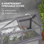 '-Outsunny Raised Planter Boxes with Polycarbonate Greenhouse, Wooden Cold Frame Greenhouse, Raised Garden Bed, Gray - Outdoor Style Company