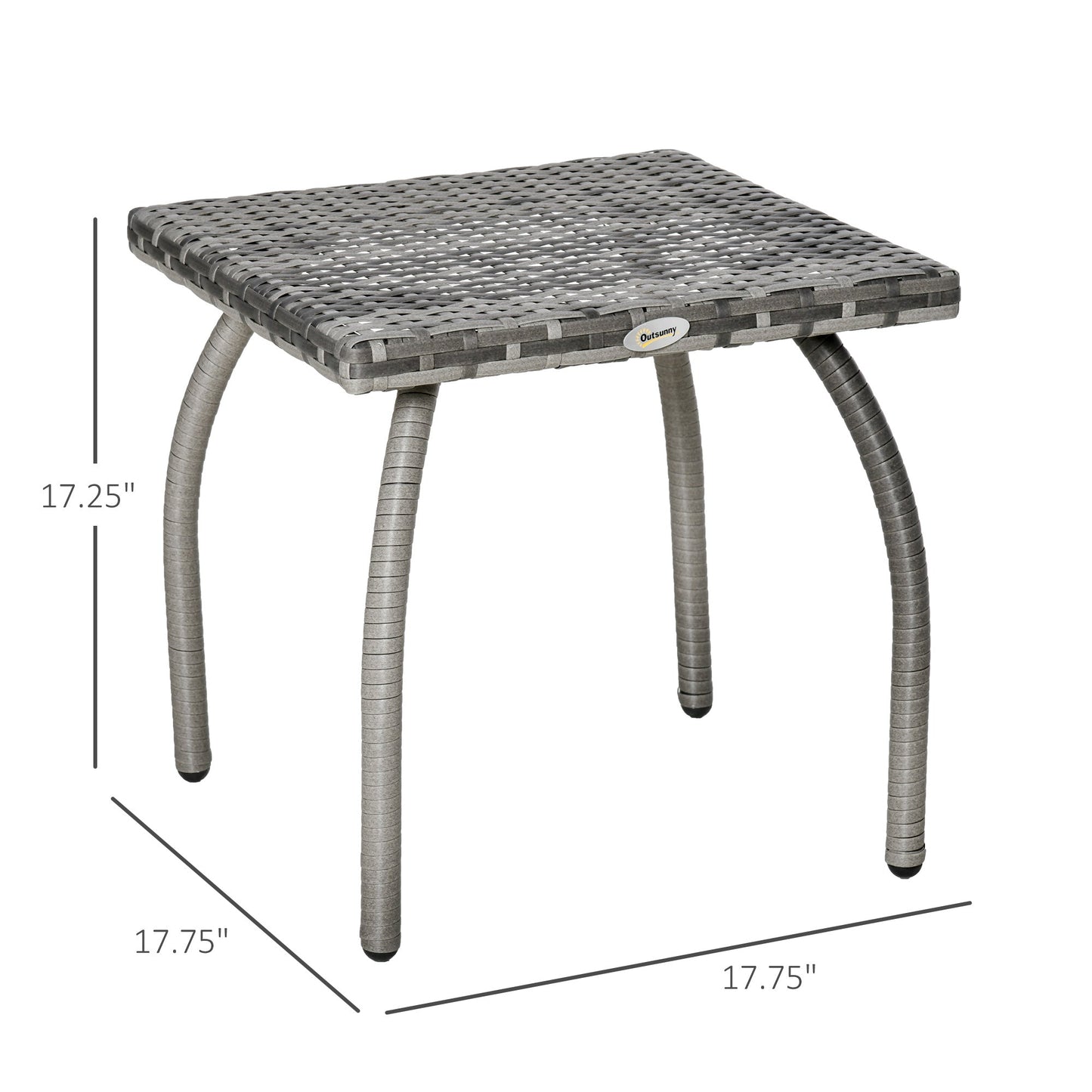 '-Outsunny Rattan Wicker Side Table, End Table with All-Weather Material for Outdoor, Garden, Balcony, or Backyard, Gray - Outdoor Style Company