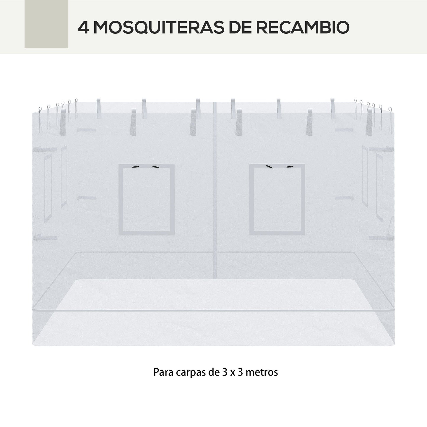 '-Outsunny Replacement Canopy Netting, Set of 4 Mesh Sidewalls, Patio Netting with 6 Service Windows and 1 Door, for 10' x 10' Canopy Tent, White - Outdoor Style Company
