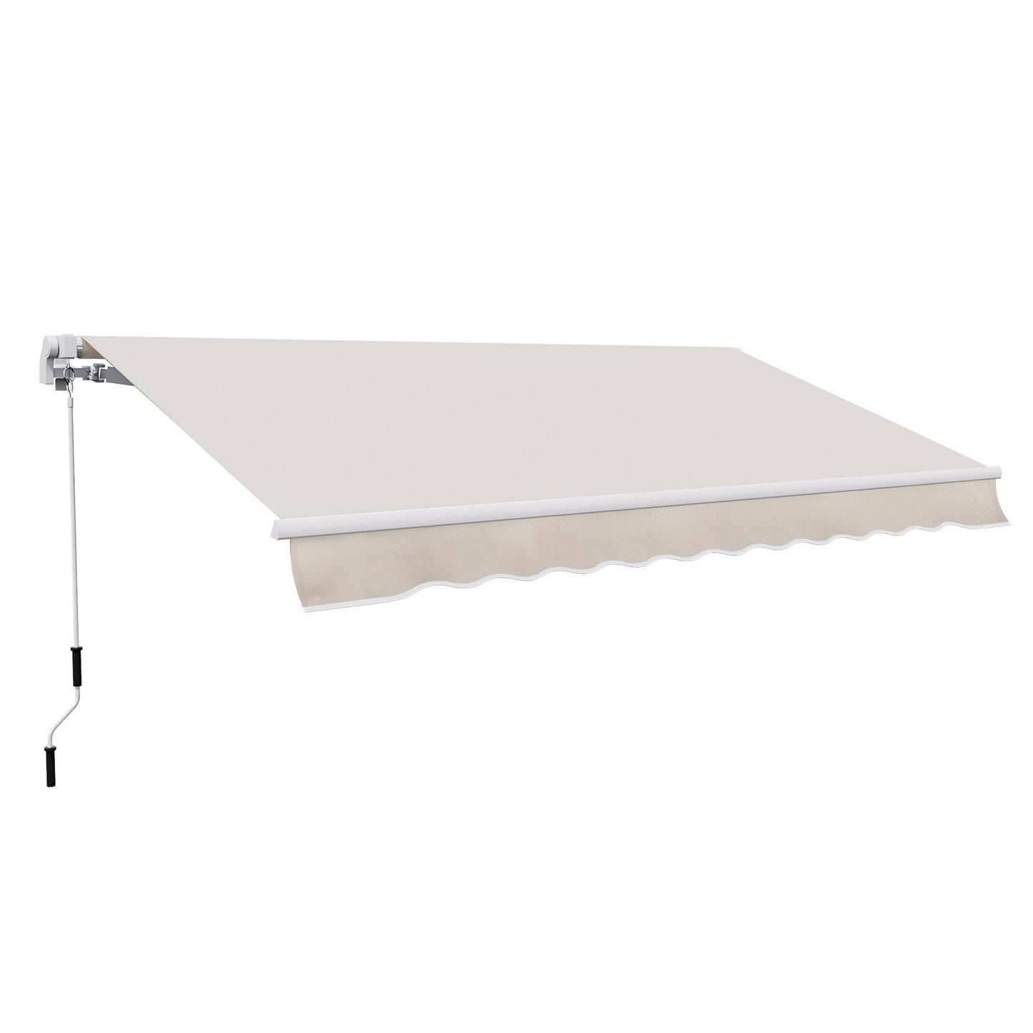 '-Outsunny Retractable Awning 8' x 7' Patio Manual Outdoor Patio Sun Shade w/ Crank Handle Deck Window Cover Beige - Outdoor Style Company