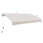 '-Outsunny Retractable Awning 8' x 7' Patio Manual Outdoor Patio Sun Shade w/ Crank Handle Deck Window Cover Beige - Outdoor Style Company