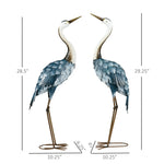 '-Outsunny Set of 2 Garden Sculptures Crane Garden Statues for Lawn Patio Backyard Decoration, 28.5"-29", Blue - Outdoor Style Company