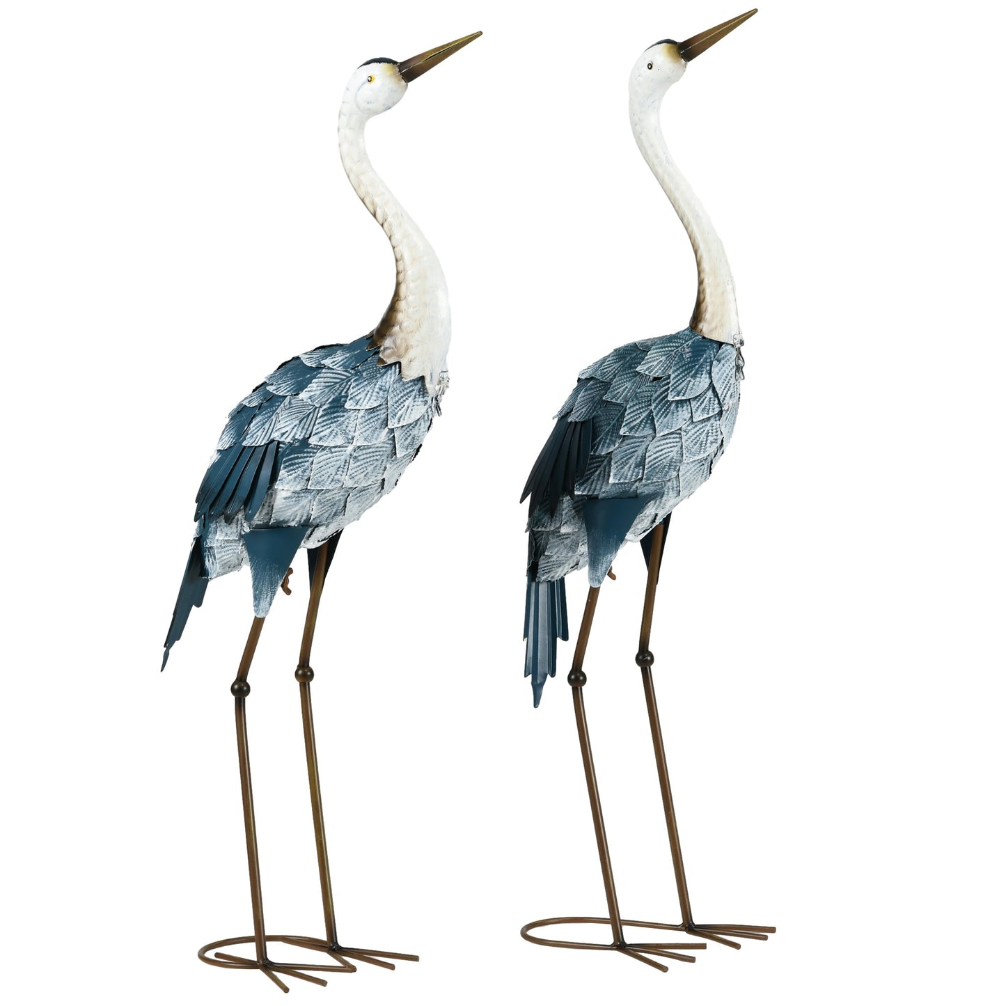 '-Outsunny Set of 2 Garden Sculptures Crane Garden Statues for Lawn Patio Backyard Decoration, 28.5"-29", Blue - Outdoor Style Company