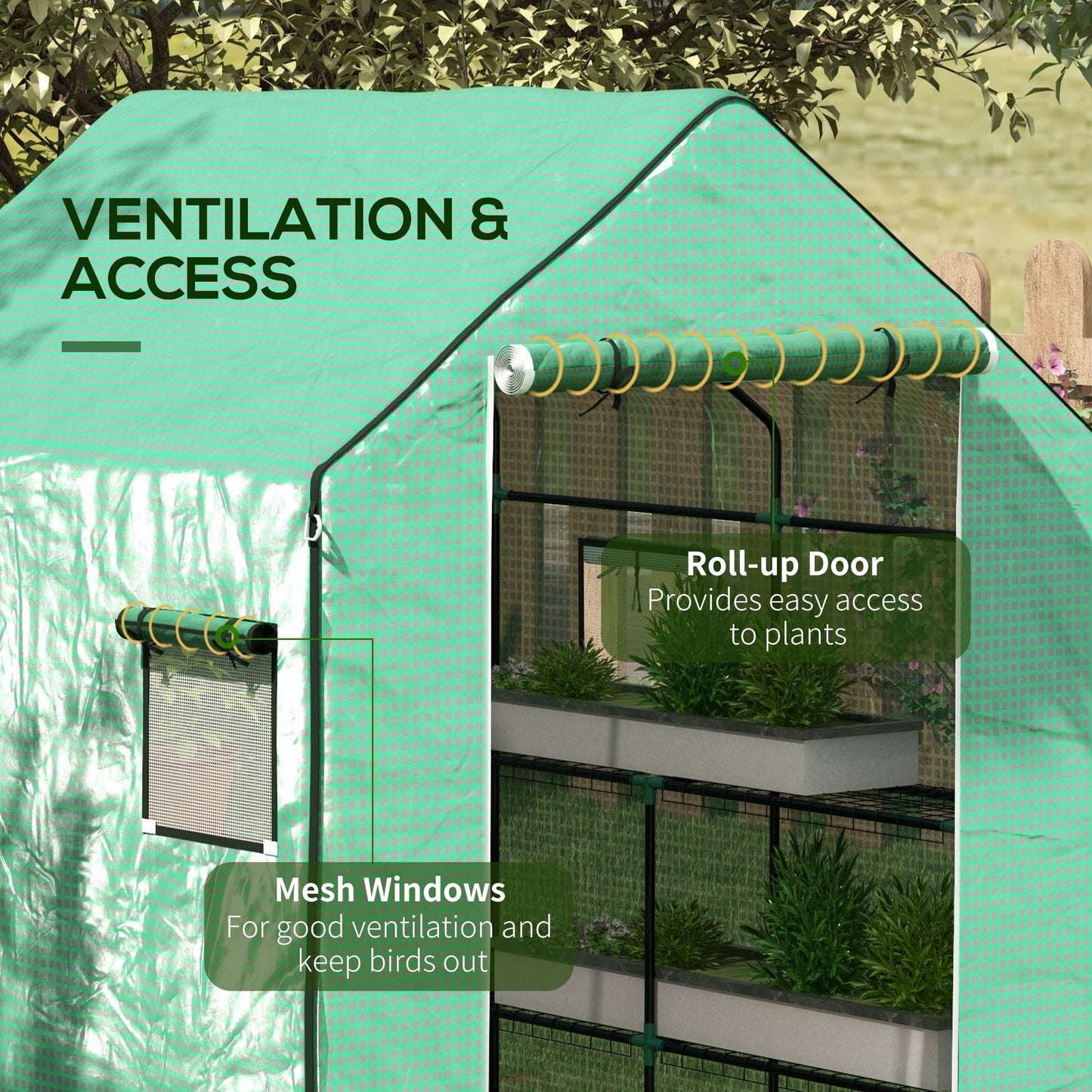 '-Outsunny Set of 2 Greenhouse Replacement Cover, Walk-in PE Hot House Cover with Roll-up Door and Windows, 55" x 56.25" x 74.75" - Outdoor Style Company