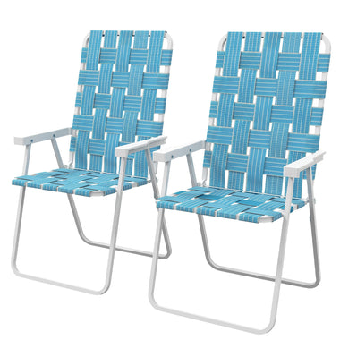 -Outsunny Set of 2 Patio Folding Chairs, Classic Outdoor Camping Chairs, Portable Lawn Chairs w/ Armrests, Blue - Outdoor Style Company