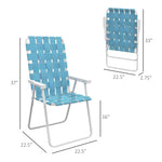 '-Outsunny Set of 2 Patio Folding Chairs, Classic Outdoor Camping Chairs, Portable Lawn Chairs w/ Armrests, Blue - Outdoor Style Company