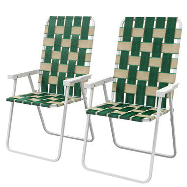 -Outsunny Set of 2 Patio Folding Chairs, Classic Outdoor Camping Chairs, Portable Lawn Chairs w/ Armrests, Green - Outdoor Style Company