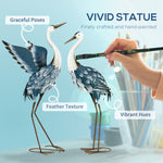 '-Outsunny Set of 2 Standing Bird Garden Sculptures, Heron Garden Statues for Lawn, Patio, Backyard Decoration, 29" & 27.5", Blue & White - Outdoor Style Company