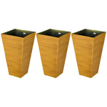 Floor Planters - Outsunny Set of 3 Tall Planters, 22" Outdoor Planter with Drainage Holes, Plastic Flower Pots for Outdoor, Indoor, Brown - Outdoor Style Company