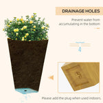 Floor Planters - Outsunny Set of 3 Tall Planters, 22" Outdoor Planter with Drainage Holes, Plastic Flower Pots for Outdoor, Indoor, Brown - Outdoor Style Company