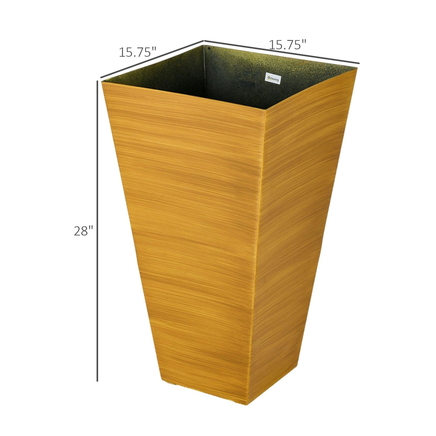 Floor Planters - Outsunny Set of 3 Tall Planters, 22" Outdoor Planter with Drainage Holes, Plastic Flower Pots for Outdoor, Indoor, Brown - Outdoor Style Company