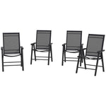 '-Outsunny Set of 4 Outdoor Folding Chairs, Stackable Patio Dining Chairs with Armrests, Metal Frame, Black - Outdoor Style Company