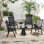 '-Outsunny Set of 4 Outdoor Folding Chairs, Stackable Patio Dining Chairs with Armrests, Metal Frame, Black - Outdoor Style Company