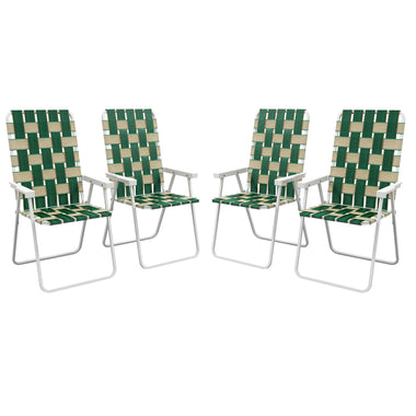 -Outsunny Set of 4 Patio Folding Chairs, Classic Outdoor Camping Chairs, Portable Lawn Chairs w/ Armrests, Green - Outdoor Style Company