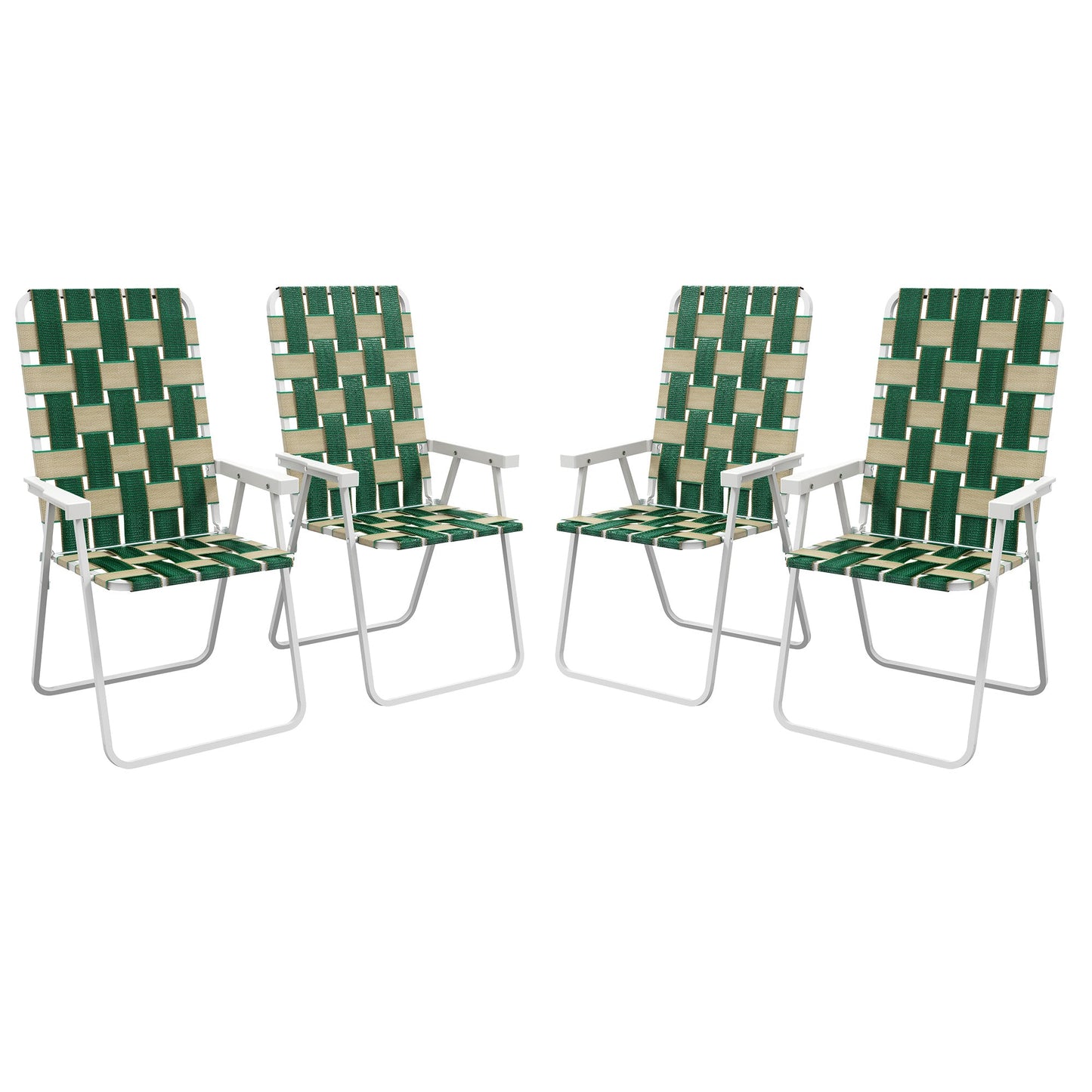 '-Outsunny Set of 4 Patio Folding Chairs, Classic Outdoor Camping Chairs, Portable Lawn Chairs w/ Armrests, Green - Outdoor Style Company