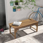 '-Outsunny Slatted Wooden Garden Bench, Curved Seat Front Porch Bench, Teak - Outdoor Style Company