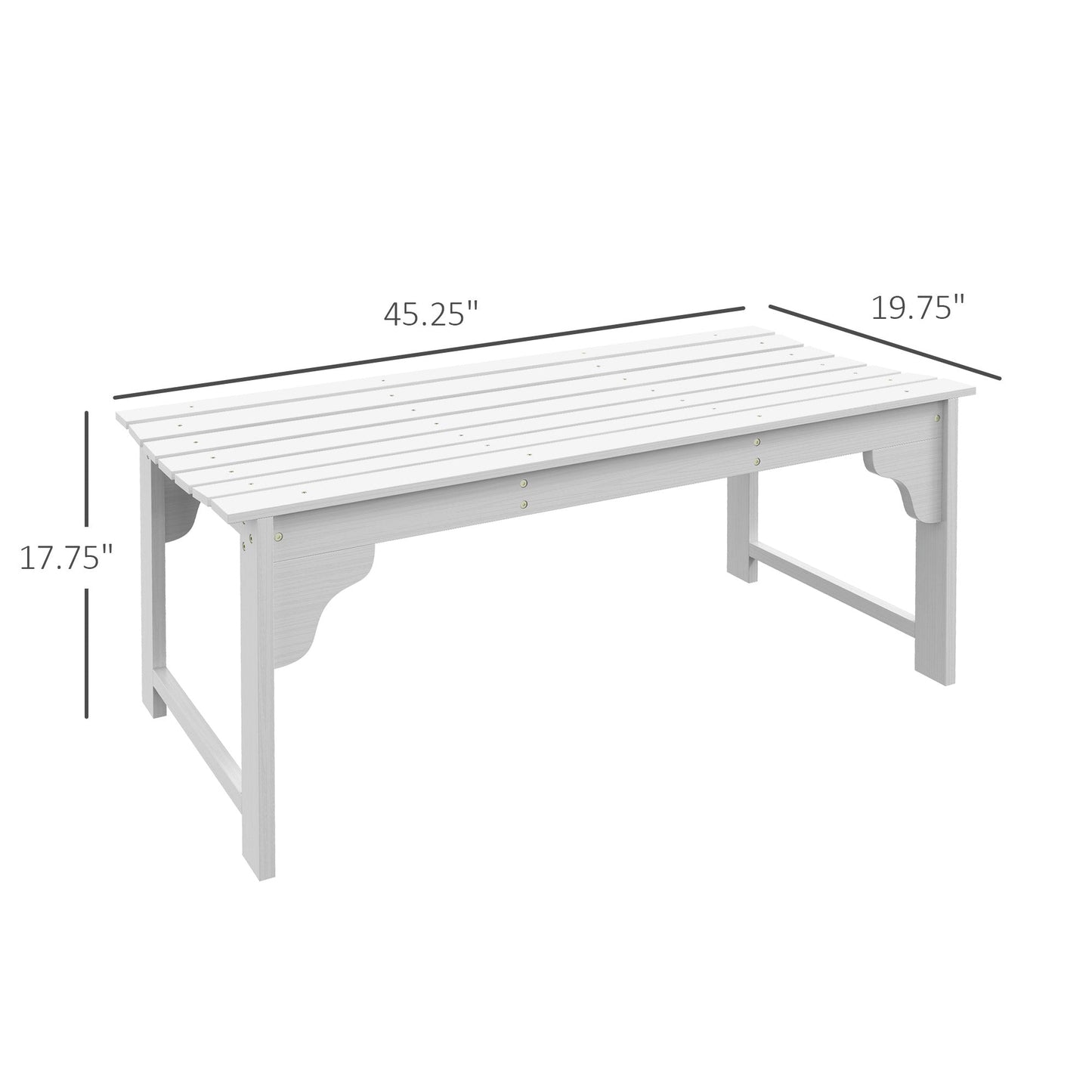 '-Outsunny Slatted Wooden Garden Bench, Curved Seat Front Porch Bench, White - Outdoor Style Company