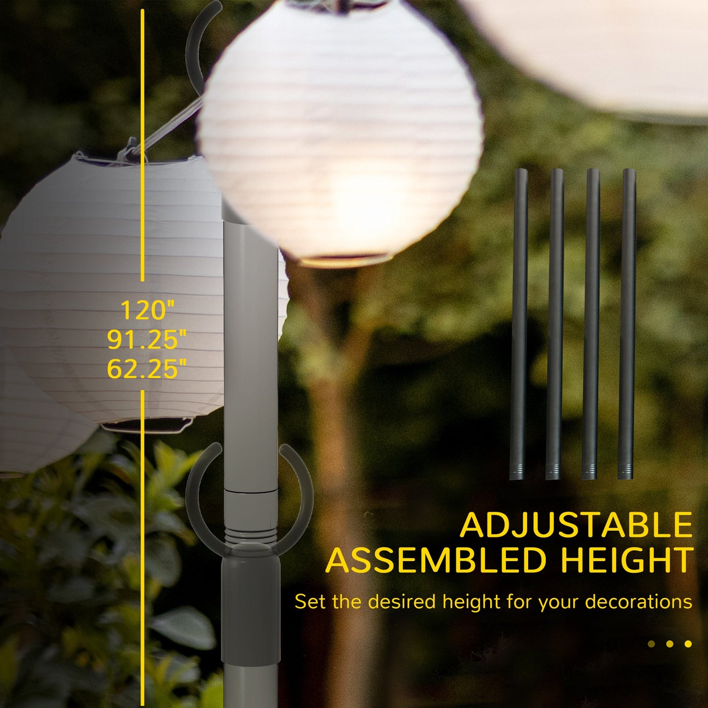 -Outsunny String Light Poles for Outside Hanging, Steel Lighting Stand for Patio Backyard Deck Wedding Party, 10FT, 4 Pack - Outdoor Style Company